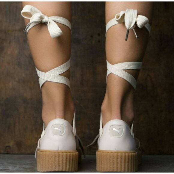 PUMA x FENTY Off-White Rhianna‎ Bow Creeper Strapy Sandals US 10 EU 41 Coquette - Picture 2 of 7